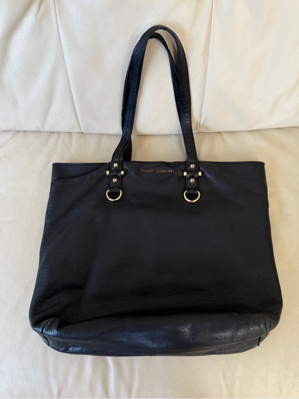 Vince Camuto Black Leather Tote Bag,